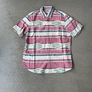 Faherty XL Shirt Southwest Stripe Short Sleeve Button Up Cotton Blend